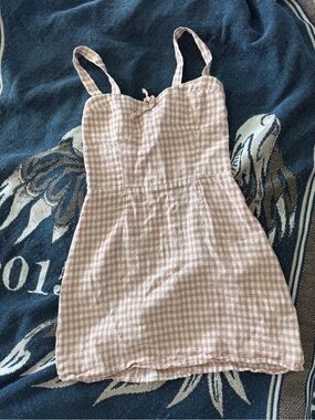 Reformation Brie Linen Pink and White Gingham Dress (NWOT)